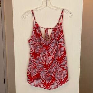 Allie Rose Red Spaghetti Strap Tropical Palm Tank Top Women’s Large Resort Wear